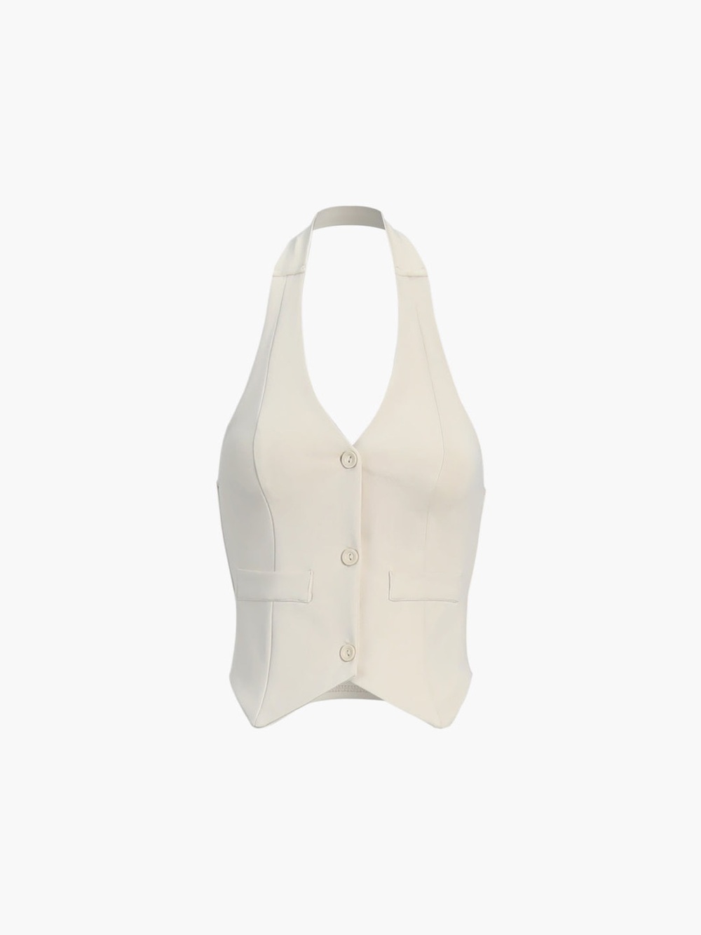 Commense | Button Front Halter Neck Backless Vest Blazer